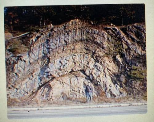 Which type of movement of Earths crust caused these layers of rock to Deform?￼

A. Tilting of a pl