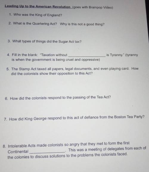 Pls help its about Causes of the American Revolution pls answers these questions plss no link. :)