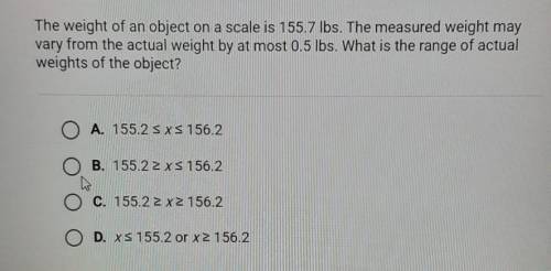 The weight of an object on a scale is 155.7 lbs. The measured weight may vary from the actual weigh