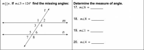 5. mn. find the missing angles:

Determine the measure of angle. SHOW ALL WORK!
m∠2 = 127
m∠7 = 12