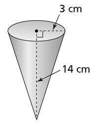 What is the approximate volume of the cone? Use 3.14 for π.

Round to the nearest tenth. NO LINKS