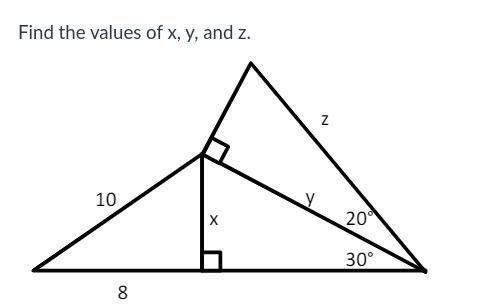 Find the values of x, y, and z.