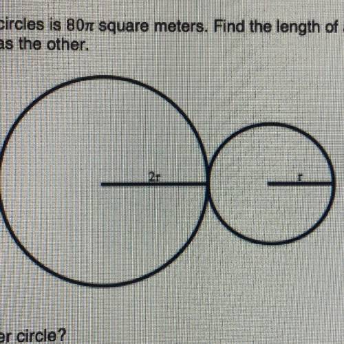 The sum of the areas of two circles is 8070 square meters. Find the length of a radius of each circ