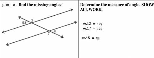 5. find the missing angles: