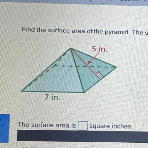 Find The surface area of the pyramid the side lengths of the base equal￼