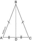 In isosceles ΔABC, side AB ≅ side BC and median side BD is drawn. Prior to proving that side BD is