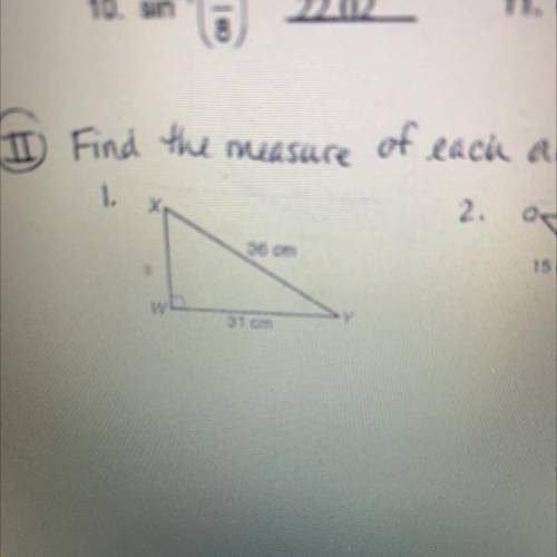 Find the measure of each acute angle to the nearest degree.