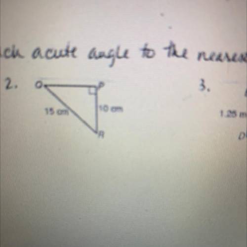 Find the measure of each acute angle to the nearest degree.