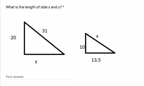 What is the length of side x and y? *????????????????????????