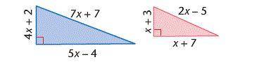 PLEASE HELP URGENTLY. Look at the given triangles.

Two triangles are shown
The blue triangle is a