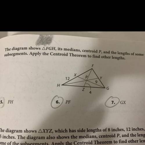 HELP PLS

the disgram shows triangle FGH, its medians, centroid P, and lengths of some of the sub