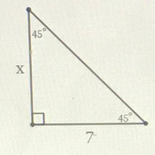 In simplest radical form with a rational denominator.
Find the length of side x