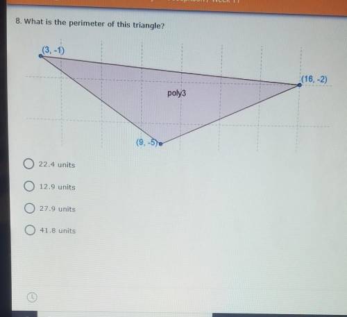 What is the perimeter of the triangle. Please look at photo. I need you help. Thank you in advance♡