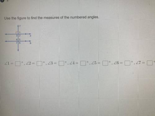 Use the figure to find the measures of the numbered angles. PLZZZ HELPPPP