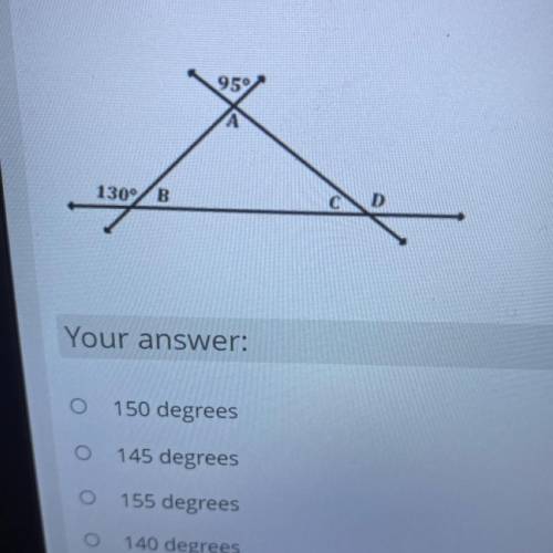 What is the measure of angle D