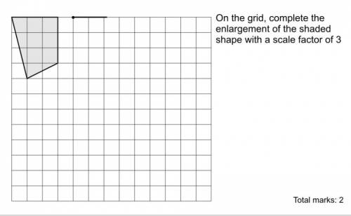 On the grid complete the enlargement of the shaded shape with the scale factor 3