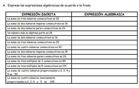 Exprese las expresiones algebraicas de acuerdo a la frase​