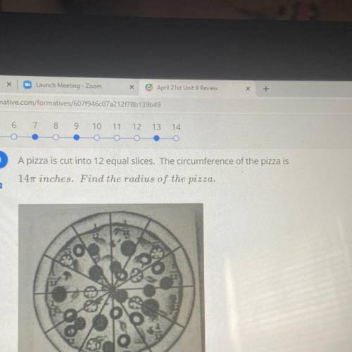 Find the measure of an arc formed by 1 slice of pizza