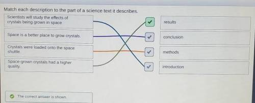 Match each description to the part of a science text it describes. Scientists will study the effect