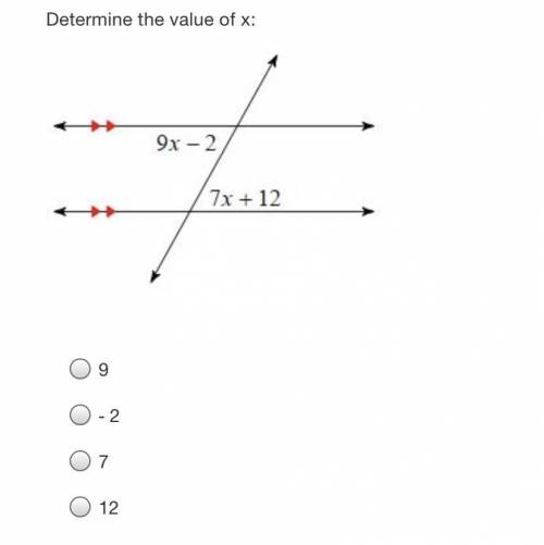 Determine the value of x (ill give brainliest)