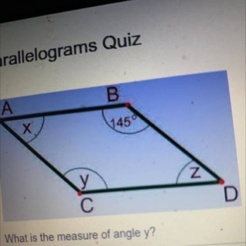 I'm trying to find the measure of this parallelogram a= x b=145° c=y and d=z