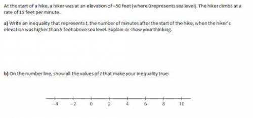 At the start of the hike, a hiker was at an elevation of -50 feet(Where 0 represents sea level). Th