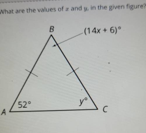What are the values of x and y, in the given figure?​

I'll give brailiest to the first response