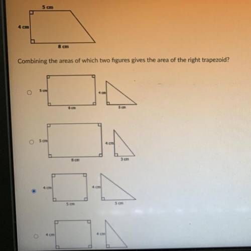 ￼ ￼
A.5,8 and 4,5
B.5,8 and 4,3
D. 4,5 and 4,3 
Please help