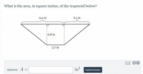 What is the area, in square inches, of the trapezoid below?