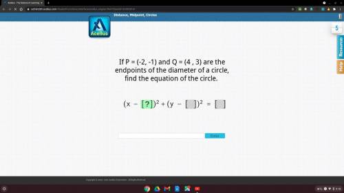 If P=(-2,-1) and Q=(4,3) are the endpoints of the diameter of a circle, Find the equation of the ci