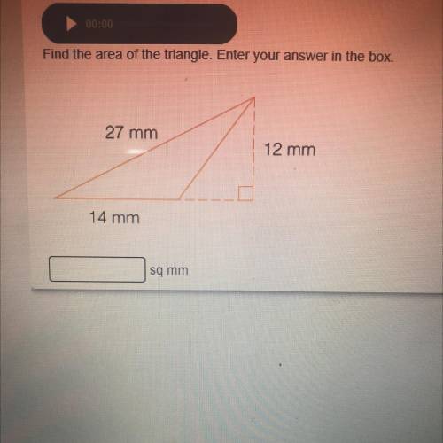 The height of the triangle is 12mm, the length is 27mm and the base is 14mm. What is the area?