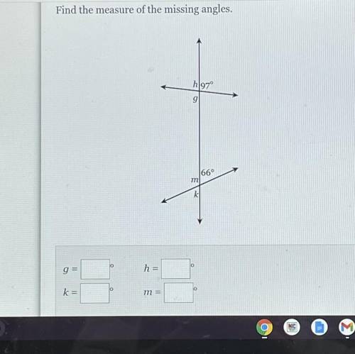 Find the measure of the missing angles, need help :/