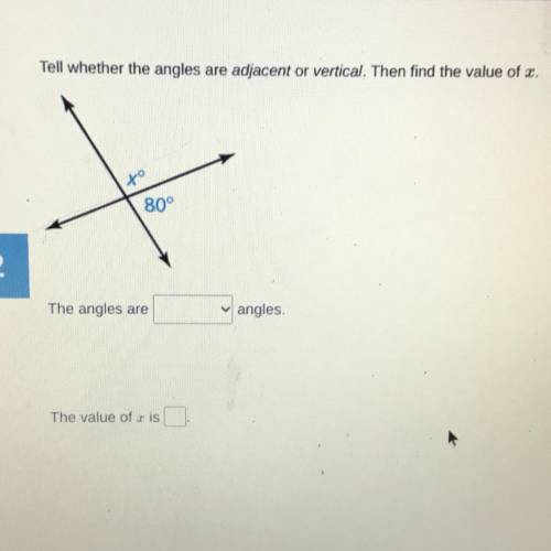 PLS HELP!!! FOR 10 POINTS SHOW WORK PLEASE

Tell whether the angles are adjacent or vertical. Then