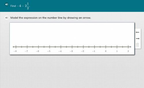 Find -4- 2 1/2. Model the expression on the number line by drawing an arrow

I'm giving 30 points