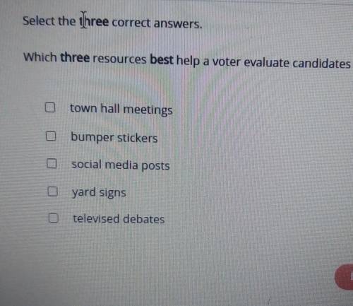 Which three resources best help a voter evaluate candidate for political office?​