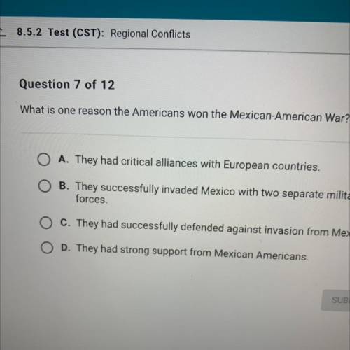 What is one reason the Americans won the Mexican-American War?