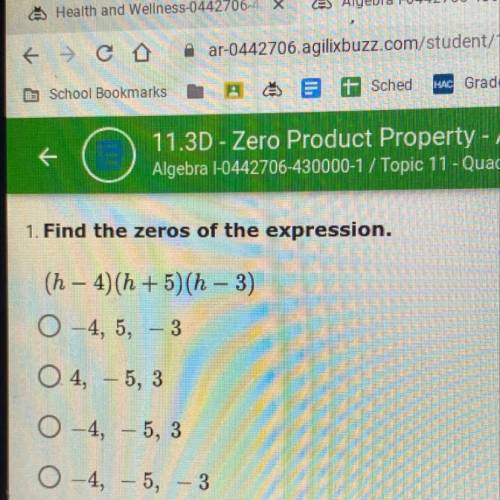 Find the zeros of the expression