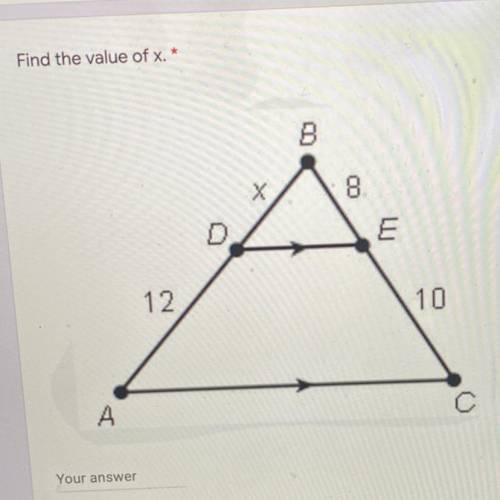 PLS HELP Find the value of x .