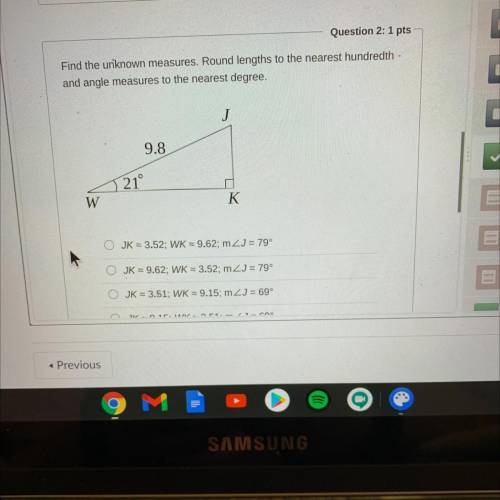 Find the unknown measures. around lengths to the nearest hundredth and angle measures to the neares