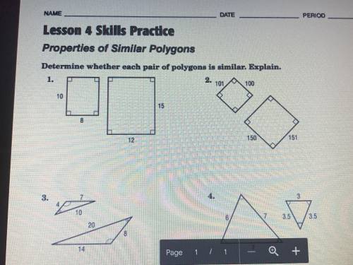 Determine whether each pair of polygons is similar. explain.