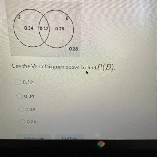 Use the Venn diagram above to find P(B).