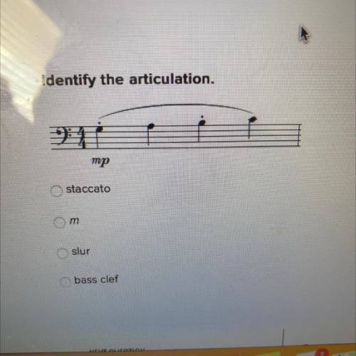 Identify the articulation
mp
staccato
m
bass clef