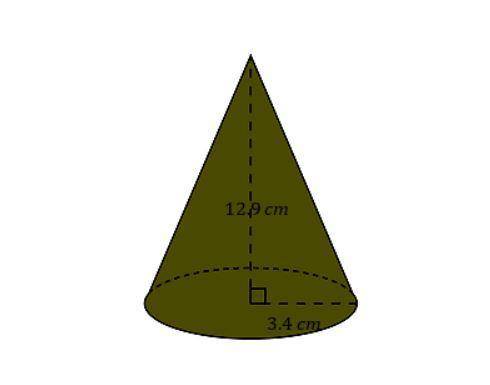 10. Find the volume of the right cone pictured here. (Give your answer correct to 1 decimal place.)