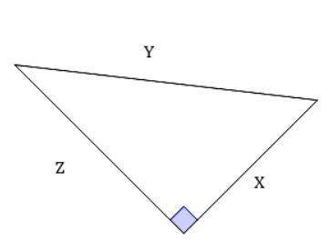 35. Which side of the triangle in the diagram is the hypotenuse?
A. X
B. Z
C. C