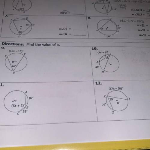 Unit 10: Circles
Homework 4: Inscribed Angles
numbers 10 and 12 pls will mark brainliest