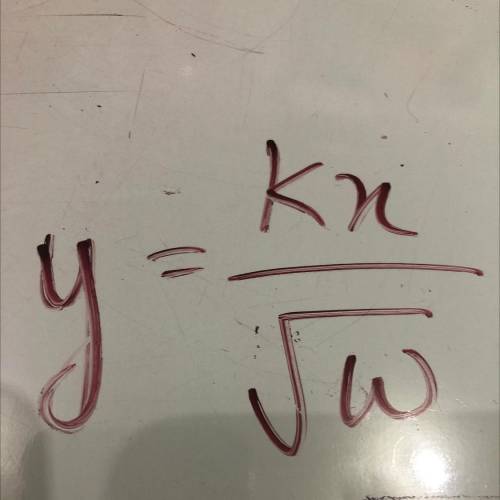 Y varies directly as x and inversely as the square root of w; write the sentence as an equation: ​