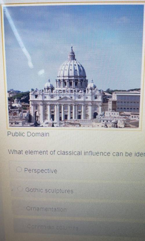 What element of classical influence can be identified in this image of St. Peter's Basilica?

ANSW