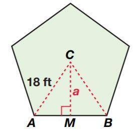 The radius of a garden in the shape of a regular pentagon is 18 feet. Find the area of the garden.