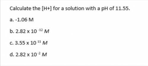 Calculate the {H+} for a solution with a pH of 11.55.