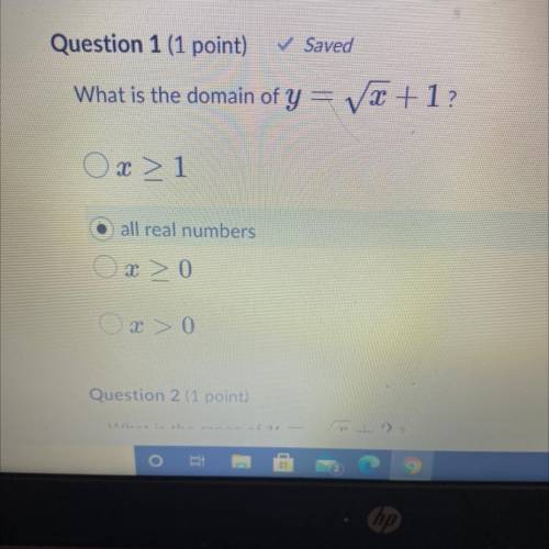 What is the domain of y = x + 1?
